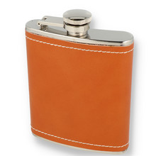 Peterson 6oz Tan Leather Bound Hip Flask FLA133