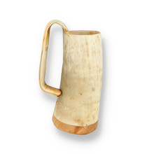 Abbeyhorn Handcrafted Ox Horn Soldiers Mead Cup Tankard With Wood Base