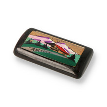 Hand Painted Wooden Snuff Box Mountain Scene SNU-147