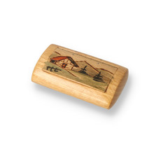 Hand Painted Wooden Snuff Box House Scene SNU-143