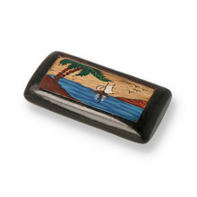 Hand Painted Wooden Snuff Box Desert Island Scene SNU-141