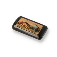 Hand Painted Wooden Snuff Box House Scene SNU-139