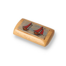 Hand Painted Wooden Snuff Box 2 Boats Light SNU-133