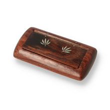 Handmade Wooden Snuff Box with Double Leaf Inlay SNU-117