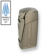 Vector General (2) Gunmetal Gas Triple Flame Blow Torch Windproof Lighter