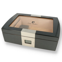 Pierre Cardin Glass Topped Carbon Fibre Digital Humidor