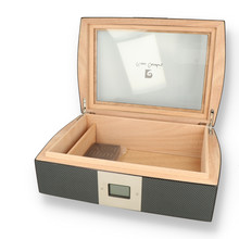 Pierre Cardin Glass Topped Carbon Fibre Digital Humidor