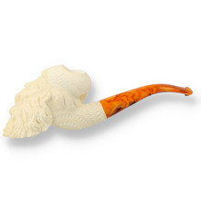 Levent Hand Carved Block Meerschaum Medium Bearded Smoker Pipe 209