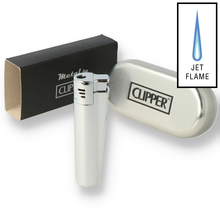Metal Clipper TURBO Lighter Shiny Chrome Jet Flame Windproof Lighter