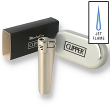 Metal Clipper TURBO Lighter Satin Chrome Jet Flame Windproof Lighter