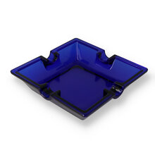 Glass Cigar Ashtray Blue Frosted