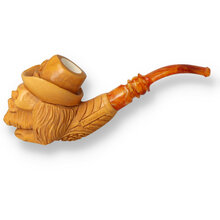 Star Meerschaum Hand Carved Block Meerschaum Bearded Skull G2 007
