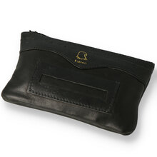 Falcon Black Leather Zip Up Tobacco Pouch 686B