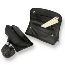Peterson Classic Black Leather Combination Pipe and Tobacco Pouch POU135
