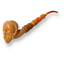 Star Meerschaum Hand Carved Block Meerschaum Viking Skull C/W G1 122