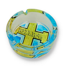 Rizla Glass Ashtray Blue and Gold Cross