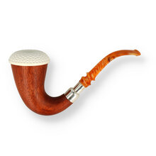 Star Meerschaum Block Meerschaum Silver Mounted Wooden Calabash STA-WC-130