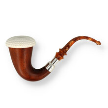 Star Meerschaum Block Meerschaum Silver Mounted Wooden Calabash STA-WC-128