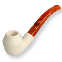 Royal Bent Bulldog Hand Carved Turkish Meerschaum Pipe With Amber Stem