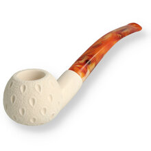 Royal Half Bent Carved Apple Hand Carved Turkish Meerschaum Pipe