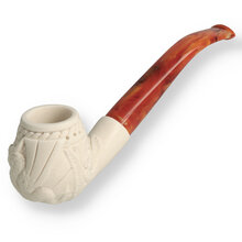 Royal Dragon Hand Carved Turkish Meerschaum Pipe With Amber Stem