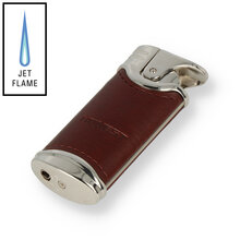 Honest Thame Brown Leather and Silver Turbo Flame Lighter BCZ266-1-07