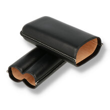Jemar Purera Vaquetilla Negro PU464/2VARO Black Leather 2 Stick Cigar Case