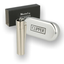 Metal Clipper Lighter MATTE Chrome Flint Wheel