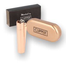 Metal Clipper Lighter MATTE Rose Gold Flint Wheel (Rose Gold Tin)