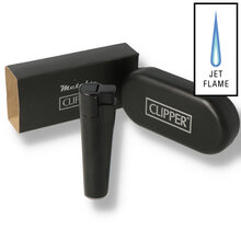 Metal Clipper TURBO Lighter Satin Black Jet Flame Windproof Lighter