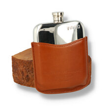 English Pewter Company 6oz Tan Leather Purse and Pewter Hip Flask PLF01