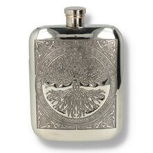 English Pewter Company 6oz Tree of Life Pewter Purse Flask CEL600