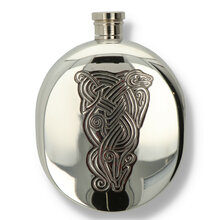 English Pewter Company 6oz Mannanan Wedge Pewter Hip Flask CEL180