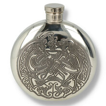 English Pewter Company 6oz Round Celtic Pewter Hip Flask SF248