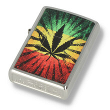 60003901 Regular Rastafari Leaf Design Engraved Zippo Lighter