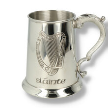 English Pewter Company Harp Slainte One Pint Pewter Tankard (IP677)