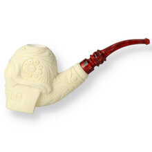 Star Meerschaum Hand Carved Block Meerschaum Calavera Sugar Skull G3 140