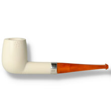 Levent Hand Carved Block Meerschaum Pipe Medium Flower Bowl Silver Band 218