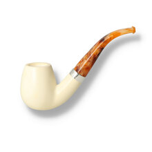 Levent Hand Carved Block Meerschaum Pipe Large Billiard Silver Band 334