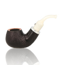 **DISCONTINUED** White Elephant Ebony And Ivory 9mm Sandblast Briar Pipe 1