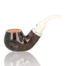 **DISCONTINUED** White Elephant Ebony And Ivory 9mm Grey Briar Pipe 1