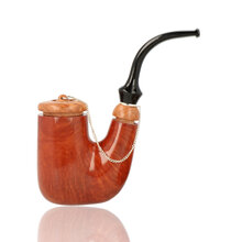 Brebbia Pipa Oom Paul Ambra Smooth Briar Pipe (OM00G)