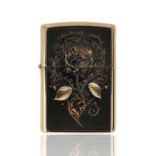 46665 Golden Rose Design Regular Zippo Lighter