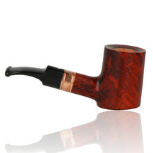 Talamona by Paolo Croci brass cognac poker briar pipe with acrylic stem