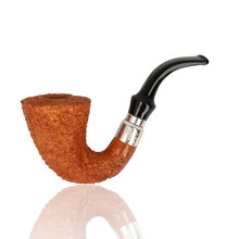 Brebbia Pipa First 1997 Rocciata Chiara rusticated briar pipe with metal band and bent acrylic stem