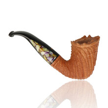 Paronelli Sandstorm Natural Intarsio artisan briar pipe with rusticated bowl and marbled acrylic stem