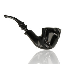 Erik Nording Freehand Special Ebony 220 pipe showing decorative long black acrylic stem and sculpted bowl