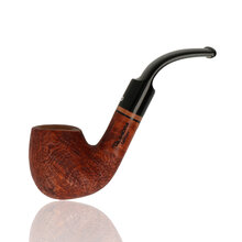 Side view of Talamona Sabbiato S Italian briar canted billiard pipe showing textured bowl and curved stem