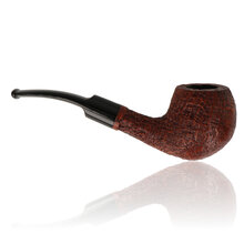 Side view of Talamona Sabbiato freehand bent apple pipe showing deep sandblasted briar texture