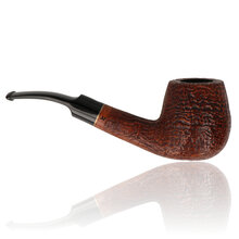 Side view of Talamona Sabbiato bent billiard XL pipe showing sandblasted briar texture and bent stem